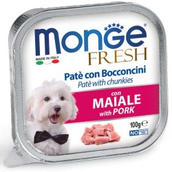 Monge Fresh paštetas šunims su kiaulienos gabalėliais 100g