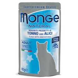 Monge Natural kons. pašaras suaugusioms katėms tuno kąsneliai su ančiuviais želėje 80g