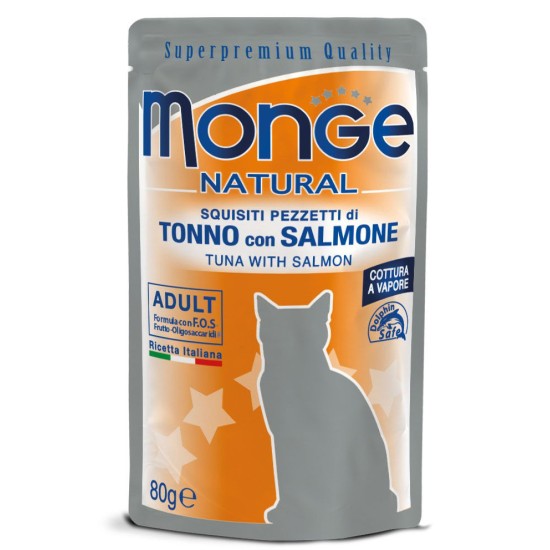 Monge Natural kons. pašaras suaugusioms katėms tunas, lašiša želėje 80g