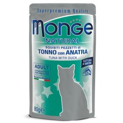 Monge Natural kons. pašaras suaugusioms katėms tuno kąsneliai su antiena želėje 80g