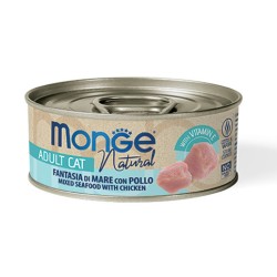 Monge kons. pašaras katėms su gardžiomis jūros gėrybėmis ir vištiena 80g