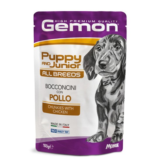 Gemon all breeds puppy konservuotas pašaras jauniems šuniukams su vištienos gabalėliais 100g