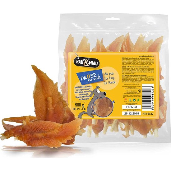 Hau&amp;Miau Vištienos file ant baltų pagaliukų 500g