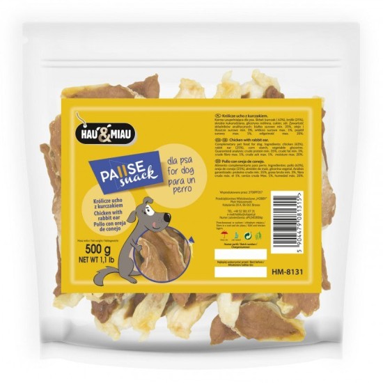 Hau&amp;Miau triušių ausys su vištiena 500g