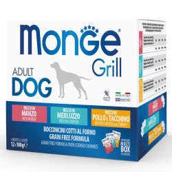 Monge GRILL MIX Dog Adult beef/cod/chicken 100gx12