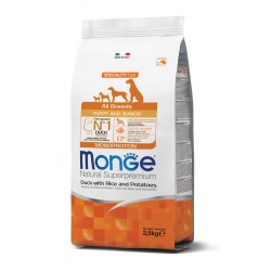 Monge spec. line monoprotein puppy sausas pašaras visų veislių jauniems šuniukams su antiena, ryžiais ir bulvėmis 2,5kg