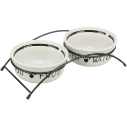 Trixie Dubenėlių kompl., keramika-metal., 2x0.25 l, ø 13 cm-27x7x14 cm, baltas-juodas