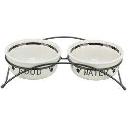 Trixie Dubenėlių kompl., keramika-metal., 2x0.6 l, ø 15 cm-32x9x15 cm, baltas-juodas