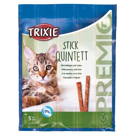 Trixie PREMIO Stick Quintett, poultry-liver, skanėstas katėms 5x5 g