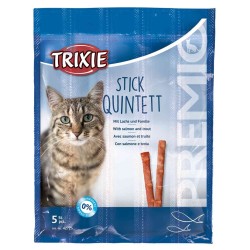 Trixie PREMIO Stick Quintett, salmon-trout, skanėstas katėms 5x5 g