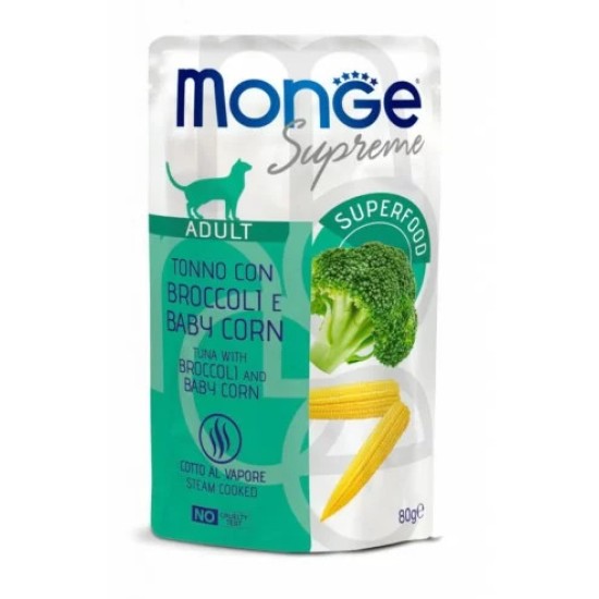 Monge SUPREME Tuna with broccoli and baby cornkonservai katėms