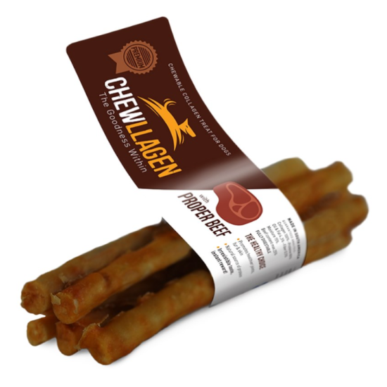 Chewllagen Jautienos skonio kolageno Maži ritiniai 5vnt., dėžė 40 vnt