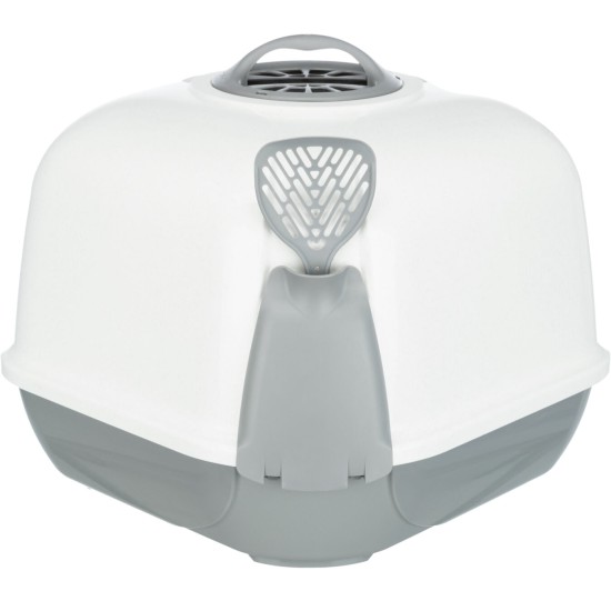 Trixie Maro kampinis Tualetas namelis katei, su lopetėle 60x43x52 cm, šv. pilkas/baltas