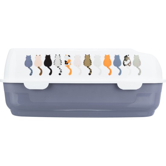 Trixie Delio kačių tualetas su kraštais, 38x20x50 cm, pilka/balta