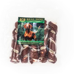Real Dog SNACKS Žaliaminės odos ritinys su ėriena 18-20cm 500g