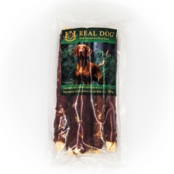 Real Dog SNACKS Žaliaminės odos ritinys su antiena 25cm 500g