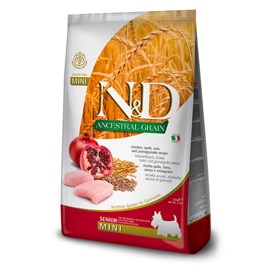 FARMINA N&amp;D ANCESTRAL GRAIN - DOG Dry Chicken Spelt Oats&amp;Pomegranate SENIOR MINI 2,5KG