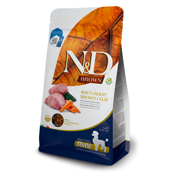 FARMINA N&amp;D BROWN - DOG Dry Lamb Spirulina&amp;Carrot ADULT MINI 2 kg