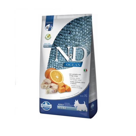FARMINA N&amp;D OCEAN - DOG Dry Cod Pumpkin&amp;Orange ADULT MINI 7 kg