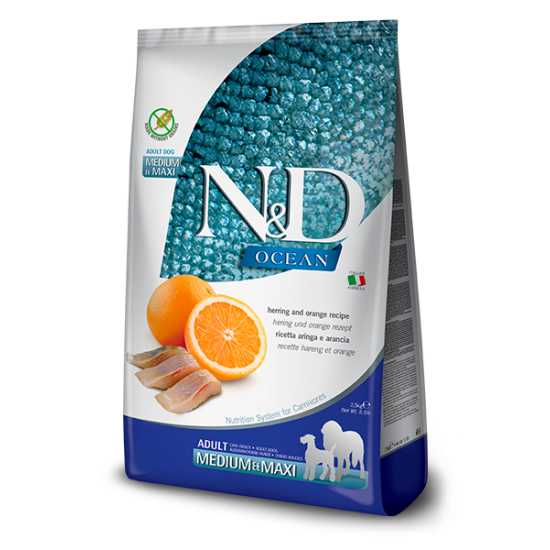 FARMINA N&amp;D OCEAN - DOG Dry Herring&amp;Orange ADULT MED&amp;MAX 2,5 kg