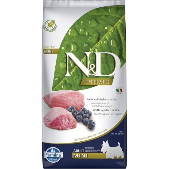 FARMINA N&amp;D PRIME - DOG Dry Lamb&amp;Blueberry ADULT MINI 7 kg