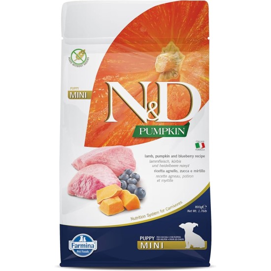 FARMINA N&amp;D PUMPKIN - DOG Dry Lamb&amp;Blueberry PUPPY MINI 800 gr