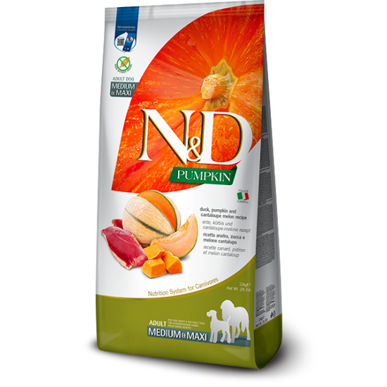 FARMINA N&amp;D PUMPKIN - DOG Dry Duck&amp;Cantaloupe ADULT MEDIUM MAXI 12 kg