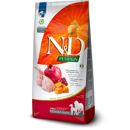 FARMINA N&amp;D PUMPKIN - DOG Dry Quail&amp;Pomegr ADULT MEDIUM MAXI 12 kg