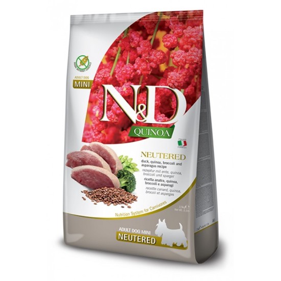 FARMINA N&amp;D QUINOA - DOG Dry NEUTERED Duck Broccoli&amp;Asparagus ADULT MINI 7 kg