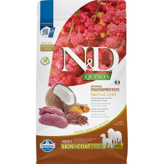 FARMINA N&amp;D QUINOA - DOG Dry SKIN&amp;COAT Venison&amp;Coconut ADULT MED&amp;MAX 2,5 kg