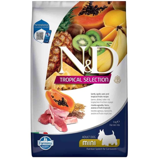 FARMINA N&amp;D TROPICAL SELECTION - DOG Dry Lamb ADULT MINI 5 kg