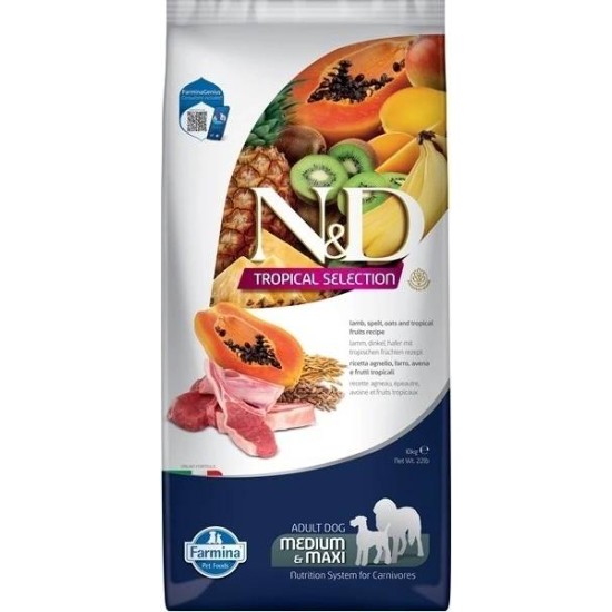 FARMINA N&amp;D TROPICAL SELECTION - DOG Dry Lamb ADULT MED&amp;MAX 10 kg
