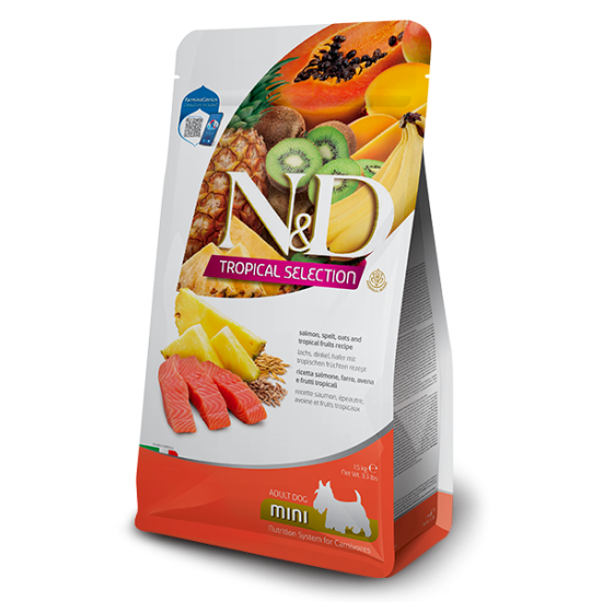 FARMINA N&amp;D TROPICAL SELECTION - DOG Dry Salmon ADULT MINI 1,5 kg