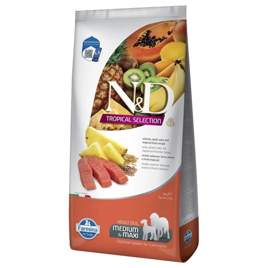 FARMINA N&amp;D TROPICAL SELECTION - DOG Dry Salmon ADULT MED&amp;MAX 10 kg