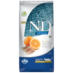 FARMINA N&amp;D OCEAN - CAT Dry Herring&amp;Orange NEUTERED ADULT 5 kg