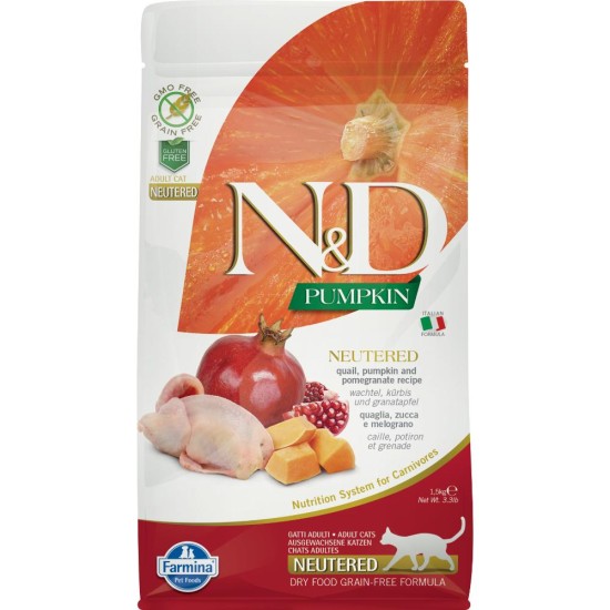 FARMINA N&amp;D PUMPKIN - CAT Dry Quail&amp;Pomegr NEUTERED ADULT 1,5 kg