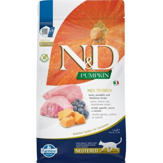 FARMINA N&amp;D PUMPKIN - CAT Dry Lamb&amp;Blueberry NEUTERED ADULT 300 g