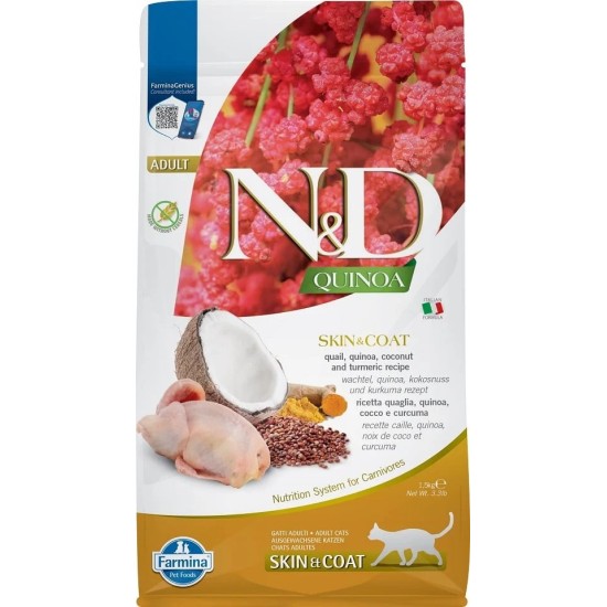 FARMINA N&amp;D QUINOA - CAT Dry SKIN&amp;COAT Quail&amp;Coconut ADULT 1,5 kg