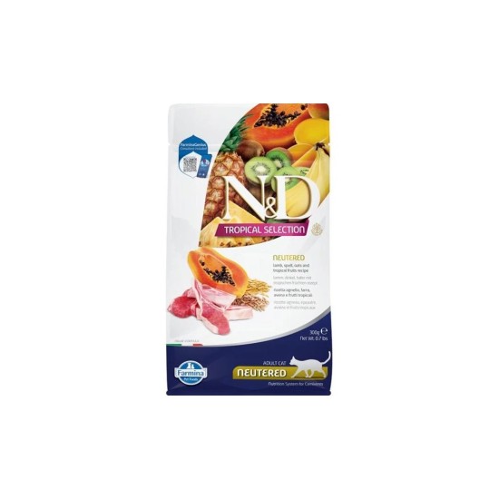 FARMINA N&amp;D TROPICAL SELECTION - CAT Dry Lamb, Spelt, Oats NEUTERED 300 gr