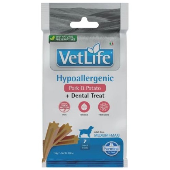 FARMINA  VET LIFE - DOG TREAT - HYPOALLERGENIC Pork&amp;Potato ADULT MED&amp;MAX 100 g