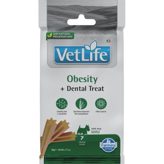 FARMINA  VET LIFE - DOG TREAT - OBESITY ADULT MINI 60 g