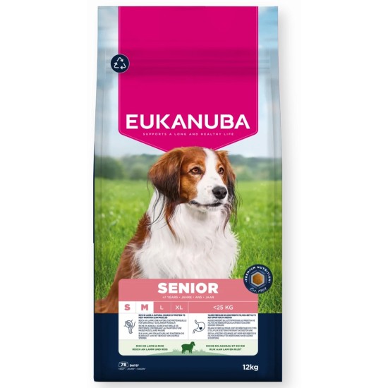 EUK Dog Senior Small Medium Breed Lamb Rice 12 kg