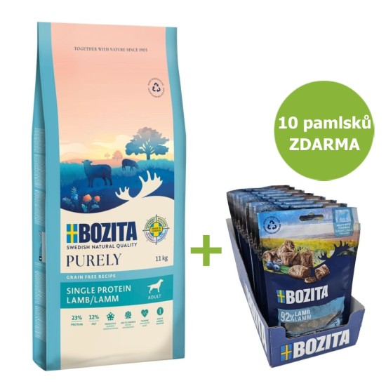 Bozita Purely Dog Adult Lamb GF 11 kg + 10 pamlsků ZDARMA