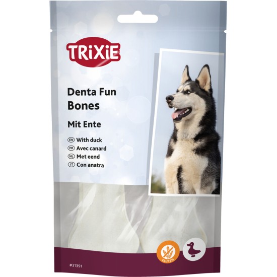 Trixie Denta Fun skanėstai šunims, kramtomi antienos kauliukai 70 g