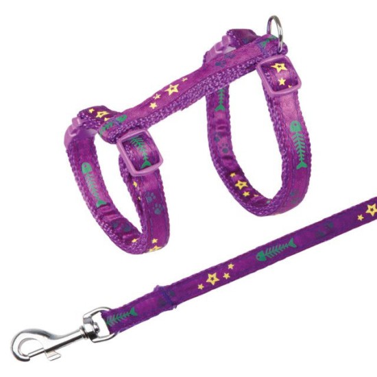 Trixie Kačių petnešos su pavadėliu, žuvies kaulai, 23-39 cm-10 mm, 1.20 m
