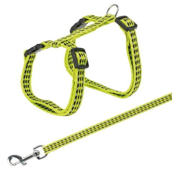 Trixie Kačių petnešos su pavadėliu, atspind., metal. sagtys, 22-42 cm-10 mm, 1.20 m