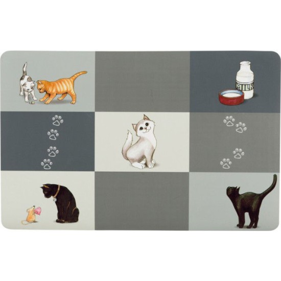Trixie Patchwork Cat Kilimėlis dubenėliams, 44x28 cm, pilka