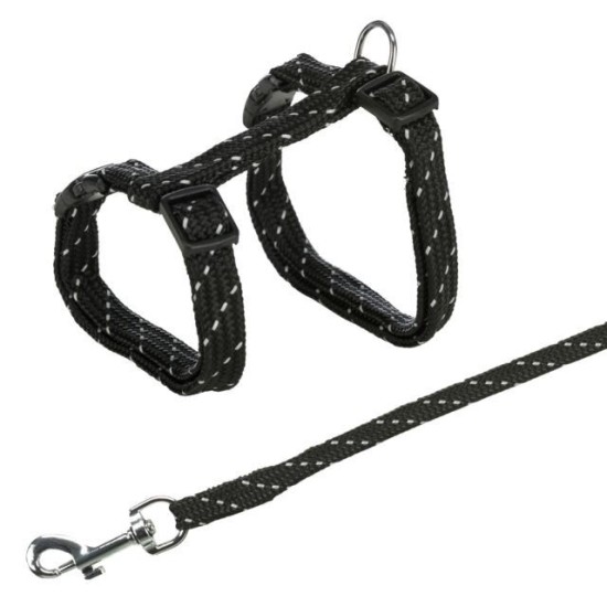 Trixie Kačiukų petnešos su pavadėliu, atspind., 27-45cm/10mm, 1.3m