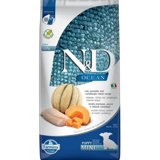 FARMINA N&amp;D OCEAN - DOG Dry Cod Pumpkin&amp;Cantaloupe PUPPY MINI 7 kg