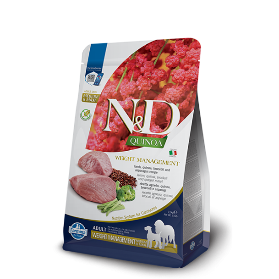 FARMINA N&amp;D QUINOA - DOG Dry WEIGHT MANAGEMENT Lamb&amp;Broccoli ADULT MED&amp;MAX 2,5 kg